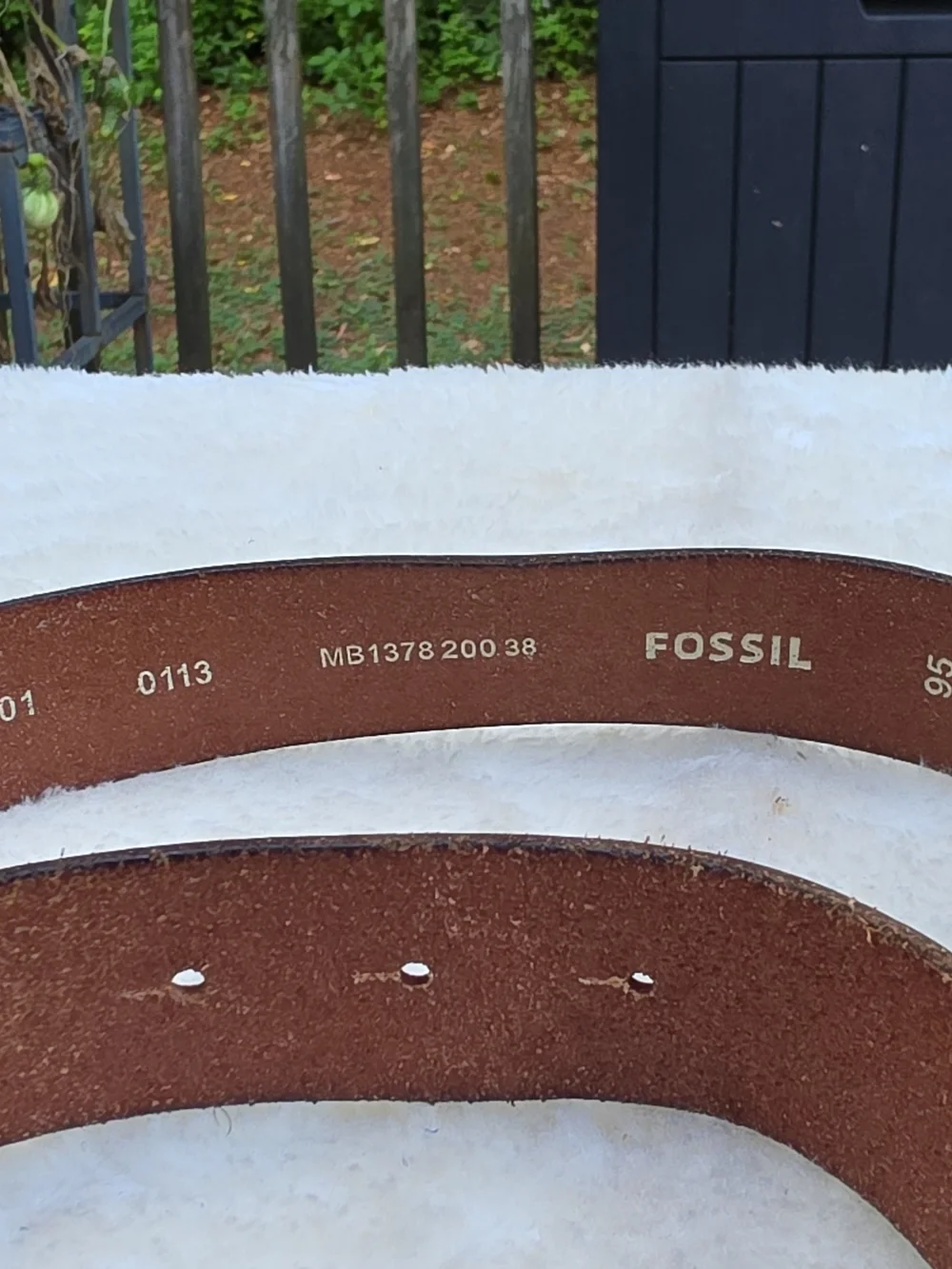 Fossil Brown Genuine Leather Belt Size 38 (95 cm) Antique Brass Buckle Men's